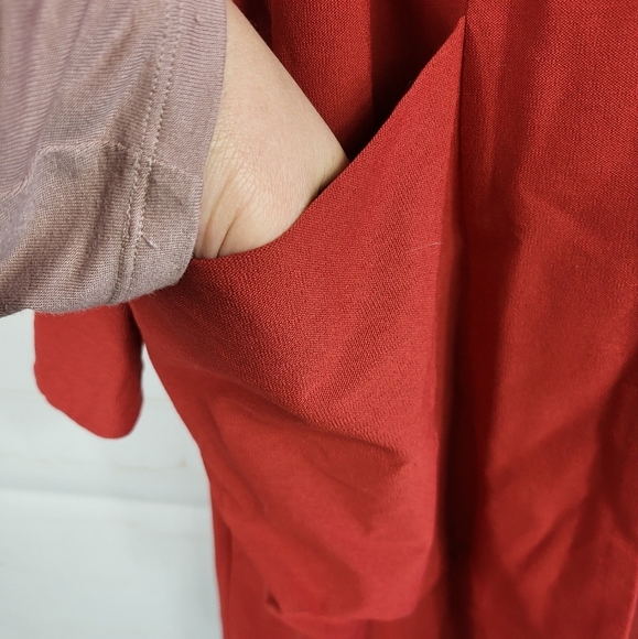 Eileen Fisher Washable Stretch Crepe Serrano Kimono Jacket Red Large - Picture 6 of 9